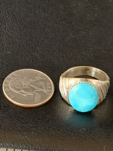 Navajo Blue Kingman Turquoise Ring | Sterling Silver | Sz 9 | Authentic Native American Handmade | 14155