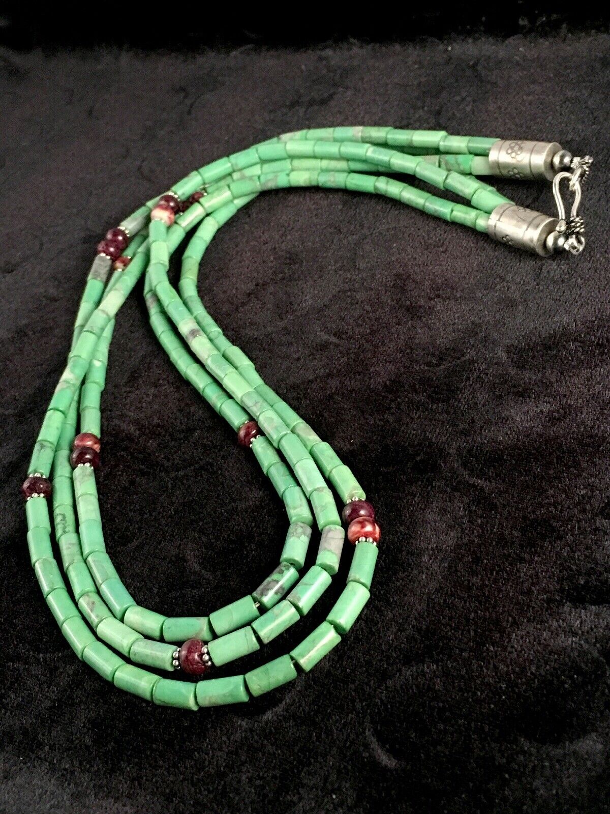 Navajo Spiny Oyster & Turquoise Bead Necklace | Sterling Silver | 21" | Authentic Native American Handmade | 8720