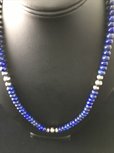 Native American Men's Lapis Lazuli Strand Necklace | Sterling Silver | 20" | 1735