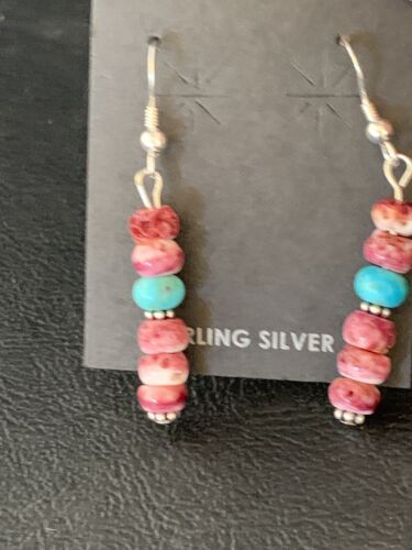 Native American Navajo Purple Spiny Oyster Bead Earrings | Sterling Silver | 13674