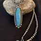 Men's Kingman Turquoise Pendant | Navajo Pearl Sterling Silver Necklace | Authentic Native American Handmade | 1070