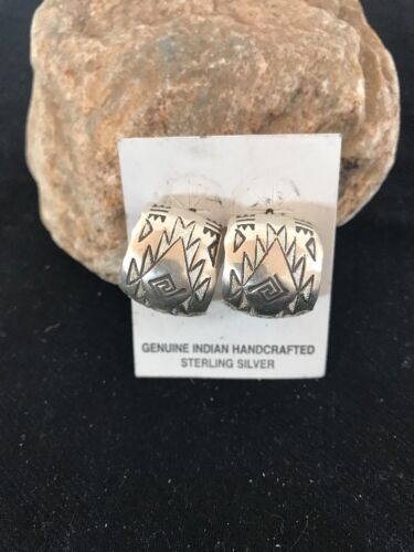 Navajo Sterling Silver Hand Stamped Post Earrings | Handcrafted | Southwestern