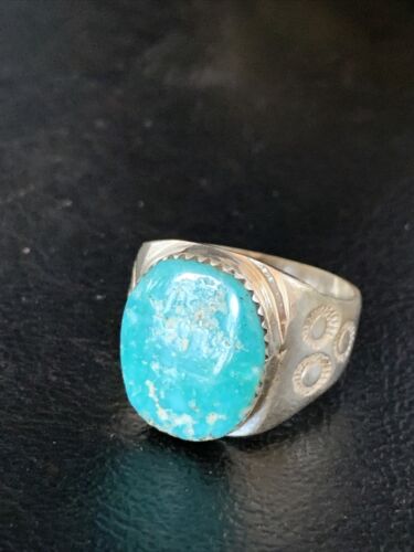 Navajo Blue Kingman Turquoise Ring | Sterling Silver | Sz 11 | Authentic Native American Handmade | 14145