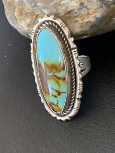 Native American Navajo Sterling Silver Turquoise #8 Ring | Sz 8.5 | 12065 - Masha USA