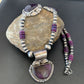 Navajo Pearls Sterling Silver Purple Sugilite Bead Necklace with 3 Pendants | 10869