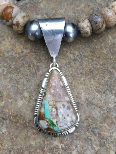Navajo Green Turquoise Necklace | Sterling Silver | Authentic Native American Handmade | 2612