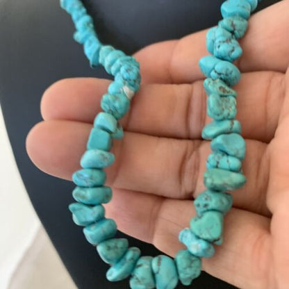 Navajo Kingman Turquoise Necklace | Sterling Silver | Authentic Native American Handmade | 18" | 1965 - Masha USA