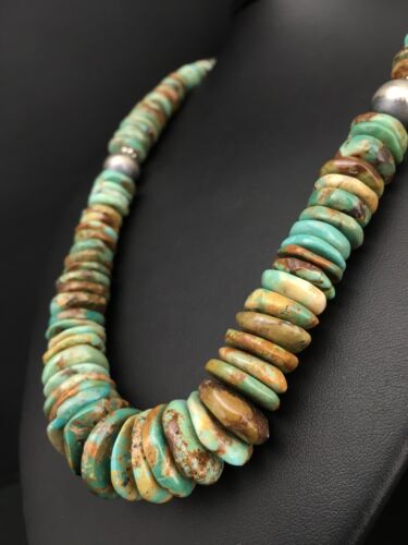 Navajo Graduated Turquoise Necklace | Sterling Silver | Authentic Native American | 21" | 1242