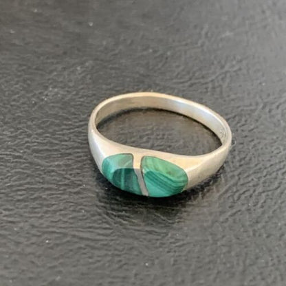 Native American Old Pawn Navajo Green Malachite Ring | Sterling Silver | Sz 5.5 | 10872