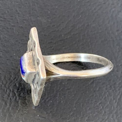 Southwestern Women's Turquoise Blue Lapis Spiny Inlay Ring | Sz 5 | Navajo | 13167