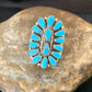 Navajo Blue Cluster Turquoise Needlepoint Ring | Authentic Native American Sterling Silver | Multi-Stone | Sz 8 | 11941