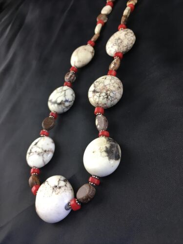 Native American Wild Horse Coral Necklace | Sterling Silver | 21" | 10278