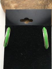 Native American Sterling Silver Green Gaspeite Earrings | 0.8" | 1412