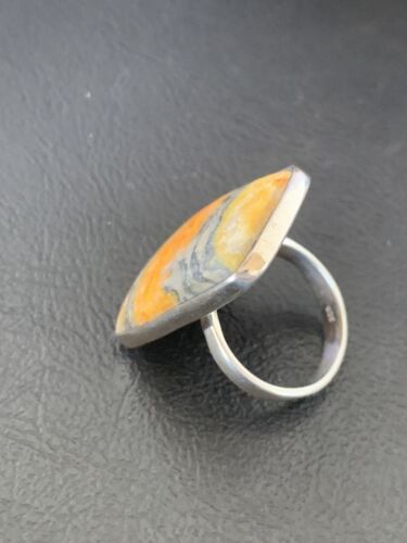 Navajo Bumble Bee Jasper Ring | Sterling Silver | Sz 8 Adjustable | Authentic Native American Handmade | 11539