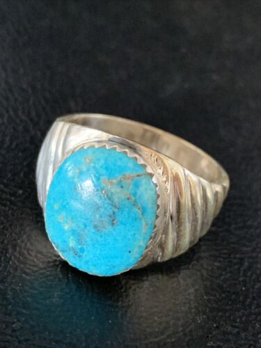 Navajo Blue Kingman Turquoise Ring | Sterling Silver | Sz 10 | Authentic Native American Handmade | 14154