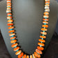 Navajo Orange Spiny Oyster & Turquoise Necklace | Sterling Silver | Authentic Native American | Graduated | 22" | 11387