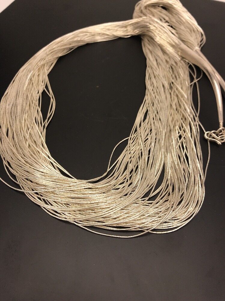 Heishi Liquid 100-Strand Necklace | Sterling Silver Tubes | 30" | 14703