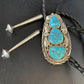 Ultra Rare Navajo Men's Bolo Tie | Blue Kingman Turquoise | Sterling Silver | Native American Handmade | 13668
