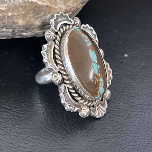 Navajo Blue Ribbon Boulder Turquoise Ring | Sterling Silver | Sz 6 | Authentic Native American Handmade | 10512