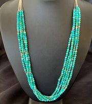 Navajo Sterling Silver Heishi Blue Turquoise Bead Necklace | 22" | Authentic Native American Handmade | 10921