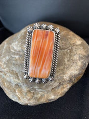 Native American Men's Navajo Spiny Oyster Ring | Sterling Silver | Sz 6.5 | 00999