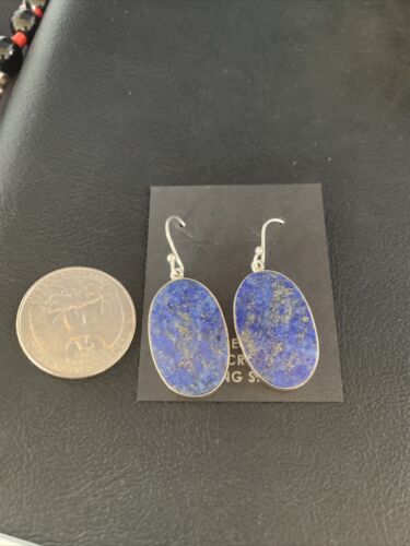Native American Blue Lapis Lazuli Dangle Drop Earrings | Sterling Silver | 1" | 14090 - Masha USA