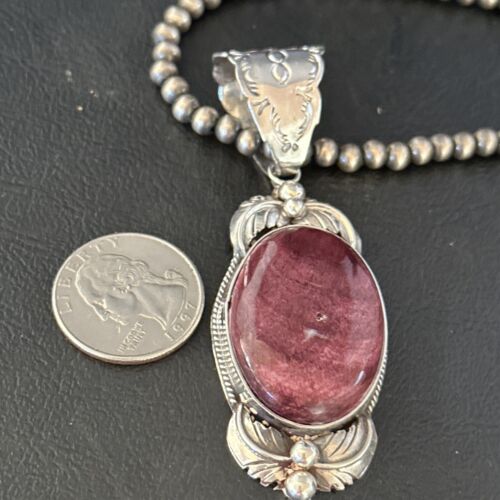Navajo Purple Spiny Oyster Pendant Necklace | Sterling Silver | Authentic Native American Handmade | 14664