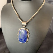 Native American Navajo Blue Lapis Pendant Necklace | Sterling Silver | Authentic Handmade | 11847