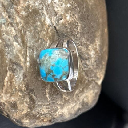 Native American Men's Navajo Blue Turquoise Ring | Sterling Silver | Sz 11 | 14447