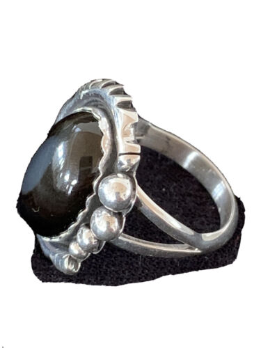 Native American Men's Navajo Black Onyx Ring | Sterling Silver | Sz 8 | 1081
