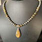 Men's Navajo Pearls Necklace | Gold Bumblebee Jasper Pendant | Sterling Silver | Native American Handmade | 13811