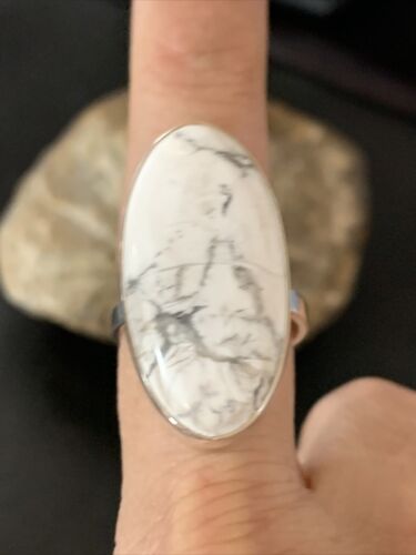 Southwestern Women's Navajo White Howlite Ring | Sterling Silver | Sz 9.5 | 11609