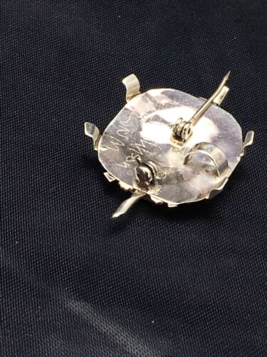 Authentic Native American Zuni Sterling Silver Turtle Pin Pendant | Blue Turquoise | Handmade | 2805