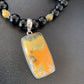 Men's Navajo Pearls Onyx Bumblebee Jasper Necklace Pendant | Sterling Silver | Native American Handmade | 10326
