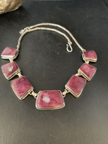 Lariat Necklace with Purple Spiny Oyster Choker Pendant | Sterling Silver | 20" | 13791