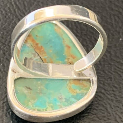 Navajo Blue Kingman Turquoise Ring | Sterling Silver | Sz 8 | Authentic Native American Handmade | 12796