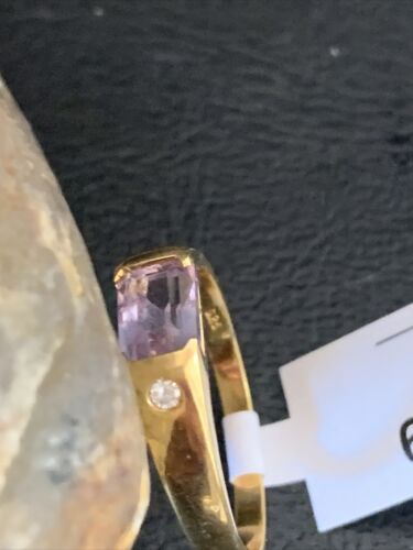 Navajo Women's Purple Amethyst Ring | Sterling Silver Gold Plated | Sz 9 | Authentic Native American Handmade | 01799