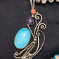 Navajo Kingman Turquoise Pendant Necklace | Authentic Native American Sterling Silver | Multi-Stone | 3043