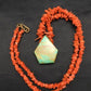 Native American Turquoise Coral Pendant Necklace | Brass Old Pawn | 19" | 4002