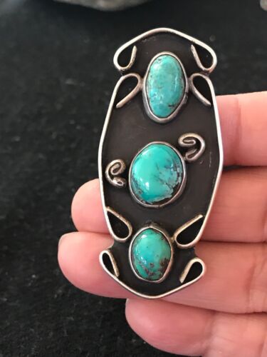 Navajo Southwestern Blue Turquoise Multi-Stone Ring | Authentic Native American Sterling Silver | Old Pawn | Sz 5 | 8635