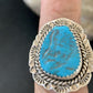Southwestern Navajo Blue Kingman Turquoise Ring | Sterling Silver | Sz 8 | 12211