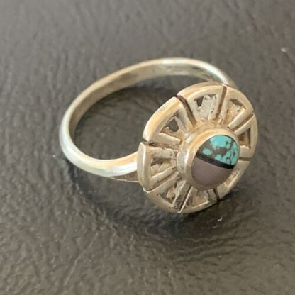 Native American Women's Navajo Blue Turquoise Sugilite Inlay Ring | Sz 6 | 11179