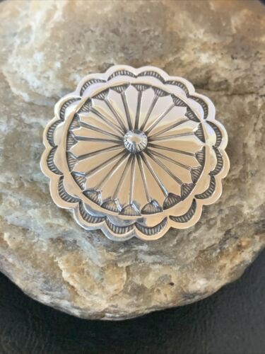 Authentic Native American Navajo Pin | Sterling Silver Stamped Design | Handmade | 1207