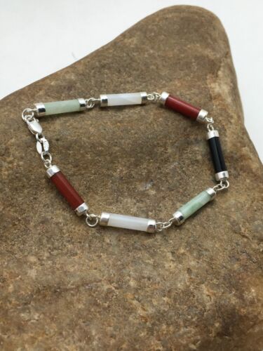 Navajo Turquoise Tube Link Bracelet | Sterling Silver | Authentic Native American Handmade | 4032