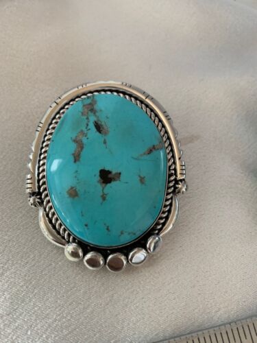 Southwestern Bolo Tie | Navajo Kingman Turquoise | Sterling Silver | Handmade by Yazzie | 2995