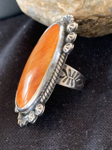 Native American Men's Navajo Spiny Oyster Ring | Sterling Silver | Sz 7 | 00998
