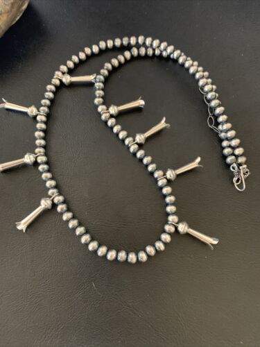 Navajo Pearl Necklace | 6mm Sterling Silver Beads | 24" | Authentic Native American Handmade | 12266