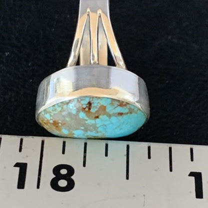 Southwestern Navajo Blue #8 Turquoise Ring | Sterling Silver | Sz 6 | Authentic Native American Handmade | 14033