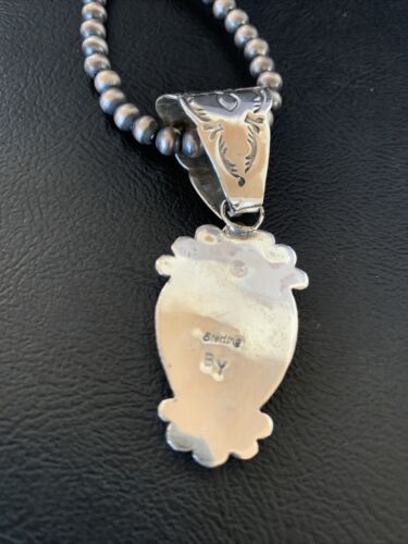 Navajo Orange Spiny Oyster Pendant Necklace | Sterling Silver | Authentic Native American Handmade | 13076