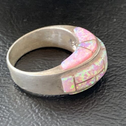 Navajo Pink Opal Inlay Band Ring | Sz 6 | Authentic Native American Handmade | 12404 - Masha USA